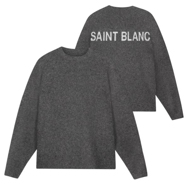 Saint Blanc Classic Logo Alpaca Knit Sweater Antraciet