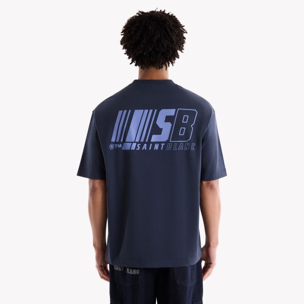 Saint Blanc Fine Line T-shirt Donker Blauw