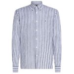 Tommy Hilfiger Linen Essential Stripe Overhemd Navy/Wit