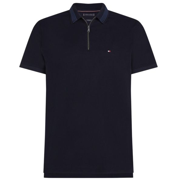 Tommy Hilfiger Mercerised Pique Zip Polo Navy