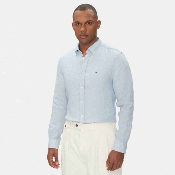 Tommy Hilfiger Pigment Dyed Solid Overhemd Licht Blauw