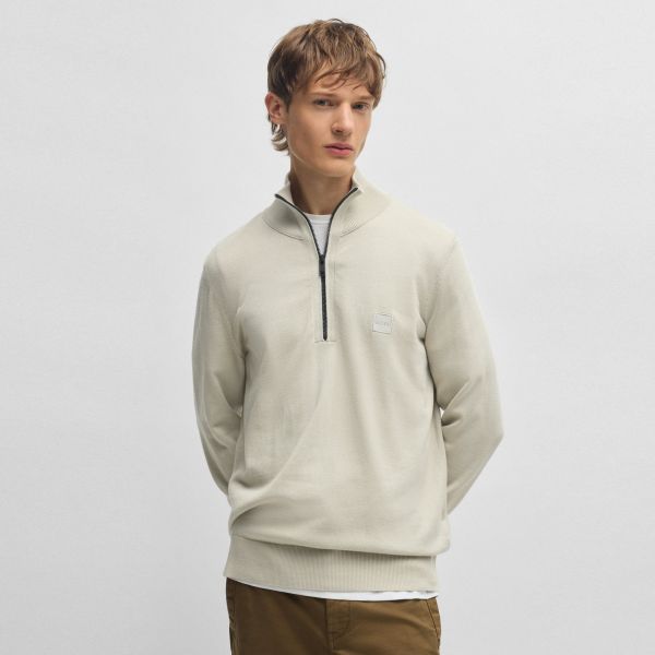 Boss Kanobix Zip Mock Sweater Beige