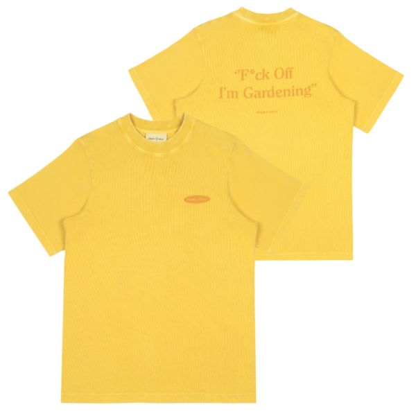 Bram's Fruit Gardening Distressed T-shirt Geel