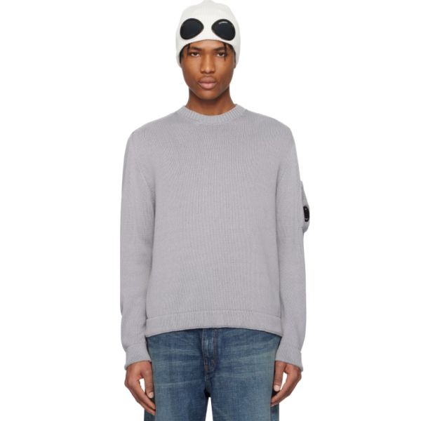 CP Company Compact Cotton Lens Knit Sweater Grijs | Mezaldy.com