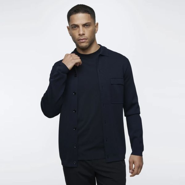 Genti Knitted Buttons Vest Navy