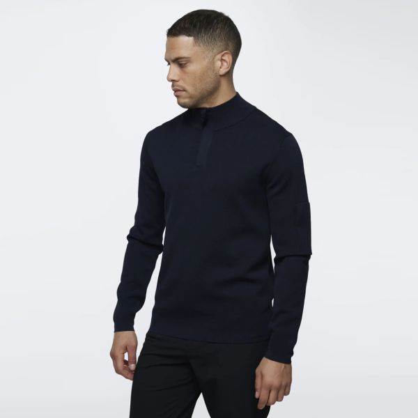 Genti Turtle Zip Sweater Navy | Mezaldy.com