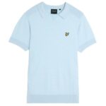 Lyle & Scott Herringbone Knitted Polo Licht Blauw