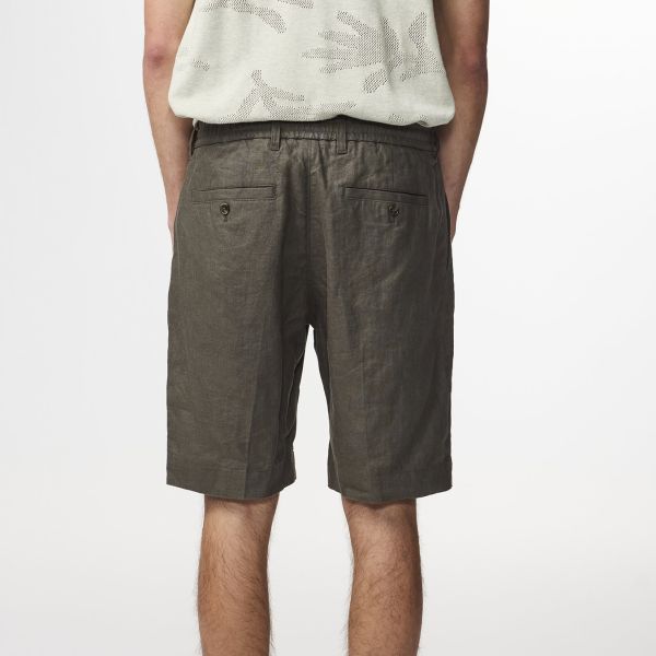 NN.07 Billie Linen Korte Broek Donker Groen
