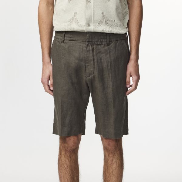NN.07 Billie Linen Korte Broek Donker Groen
