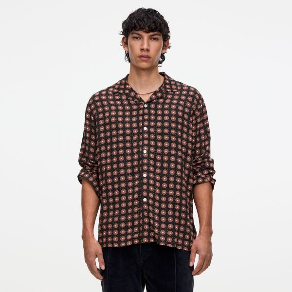 OAS Coffee Lumo Viscose Overhemd Zwart