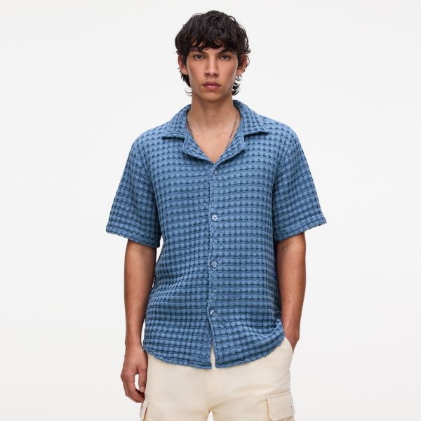 OAS Cuba Waffle Overhemd Blauw