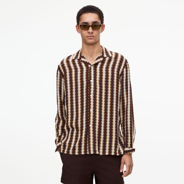 OAS Rapallo Viscose Overhemd Bruin