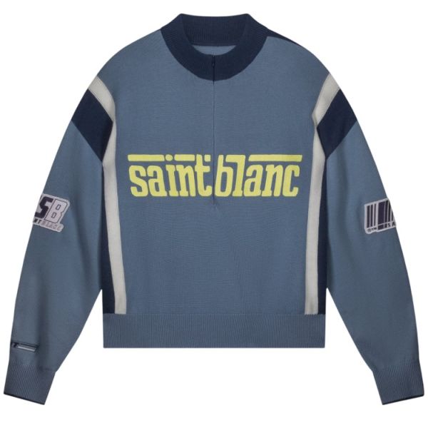 Saint Blanc Wool Cycling Zip Up Jersey Blauw