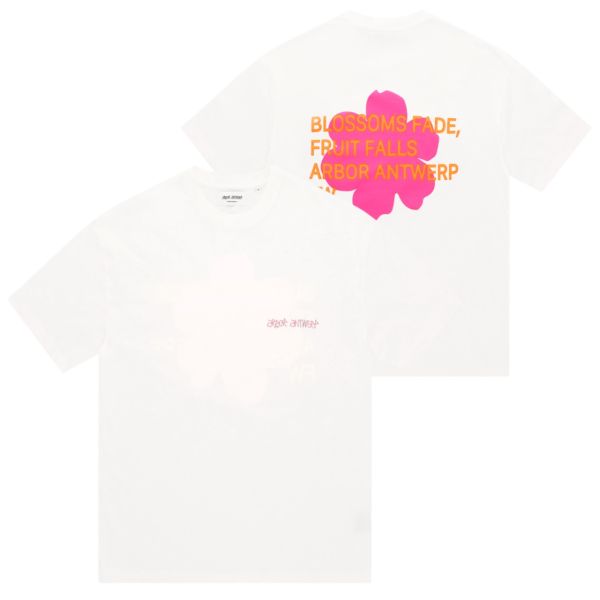 Arbor Antwerp Pink/Orange Blossoms T-shirt Wit