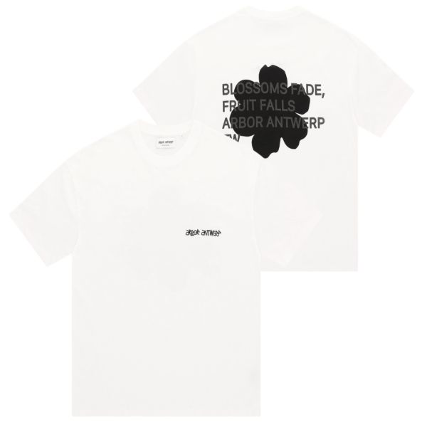 Arbor Antwerp Black Blossoms T-shirt Wit