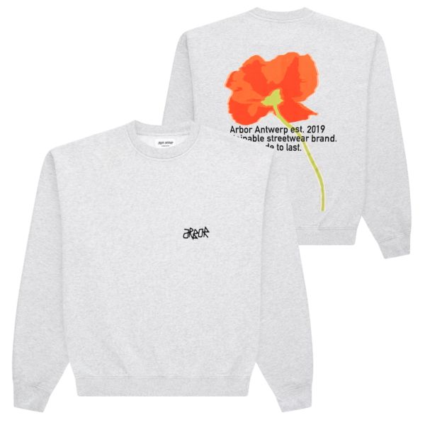 Arbor Antwerp Orange Poppy Sweater Grijs