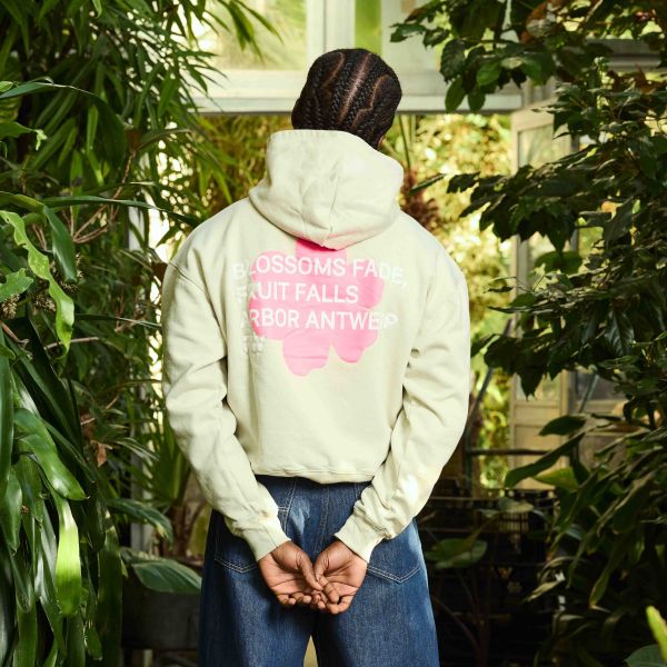 Arbor Antwerp Pink Blossoms Hoodie Beige/Groen
