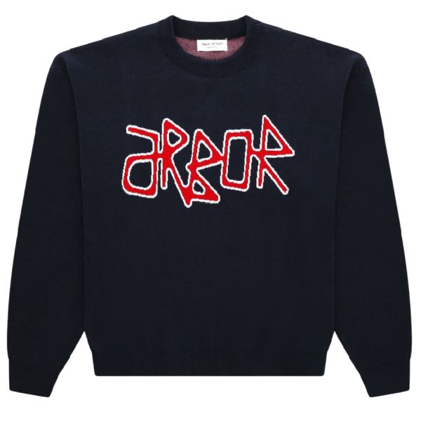 Arbor Antwerp Red Logo Knit Sweater Navy