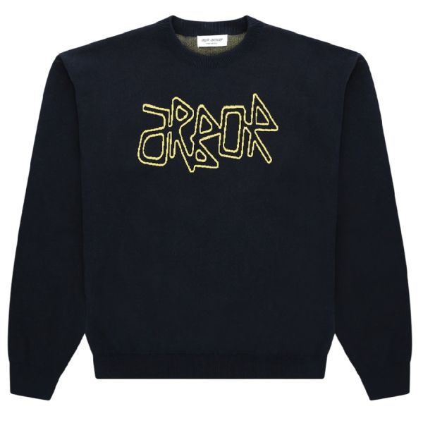 Arbor Antwerp Yellow Logo Knit Sweater Navy