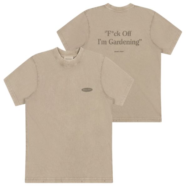 Bram’s Fruit Gardening Distressed T-shirt Beige