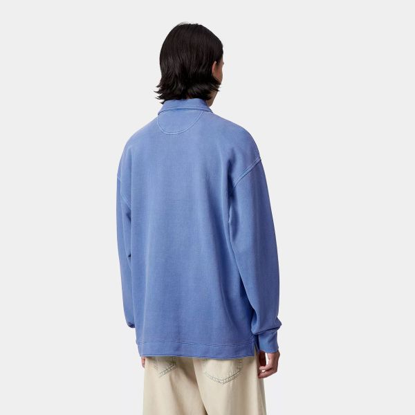 Carhartt WIP Piqué Script Half Zip Sweater Blauw