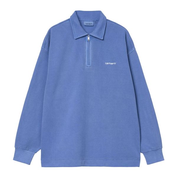 Carhartt WIP Piqué Script Half Zip Sweater Blauw