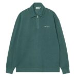 Carhartt WIP Piqué Script Half Zip Sweater Donker Groen