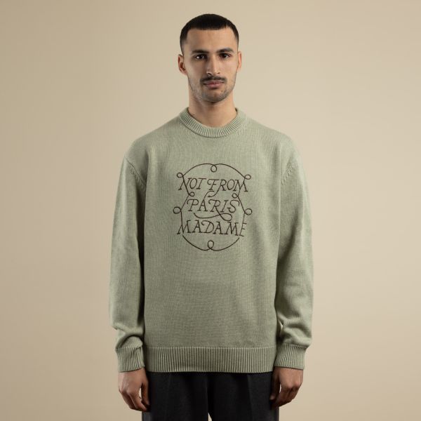 Drôle De Monsieur Slogan Tresses Sweater Licht Groen