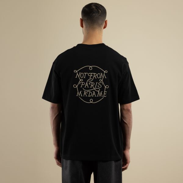 Drôle De Monsieur Slogan Tresses T-shirt Zwart