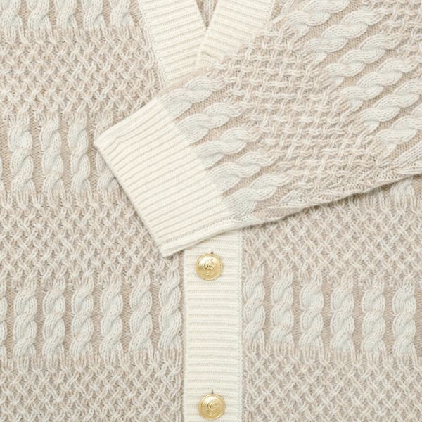 Drôle De Monsieur Torsades Bicolore Cardigan Off White
