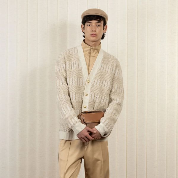 Drôle De Monsieur Torsades Bicolore Cardigan Off White