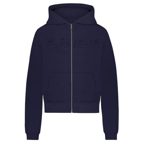 Flâneur Embossed Zip-Up Vest Donker Blauw