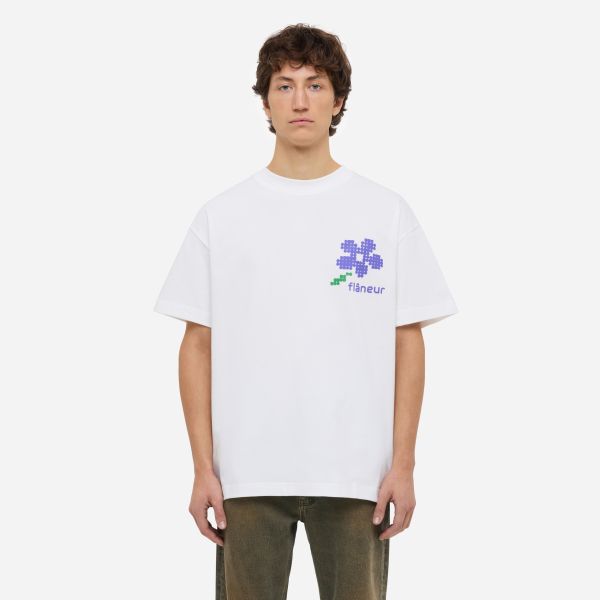 Flâneur Pixel Flower T-shirt Wit