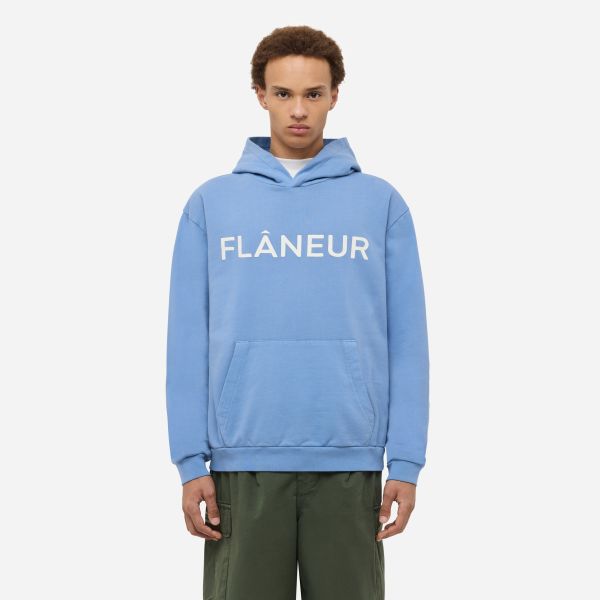 Flâneur Printed Logo Hoodie Blauw