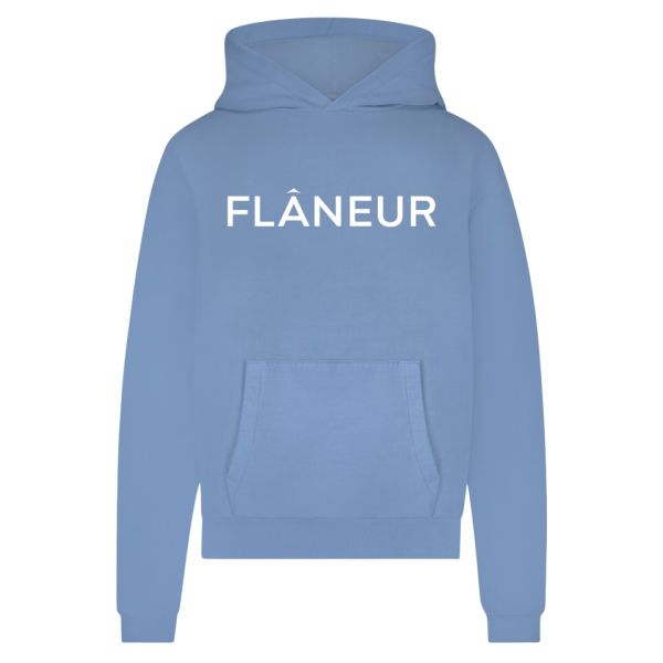 Flâneur Printed Logo Hoodie Blauw