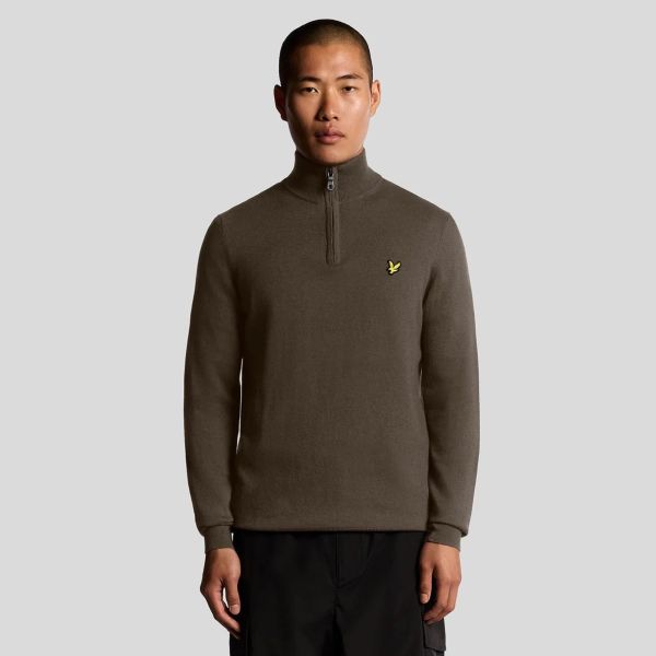 Lyle & Scott Cotton Merino Quarter Zip Sweater Bruin