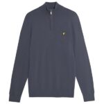 Lyle & Scott Cotton Merino Quarter Zip Sweater Donker Blauw