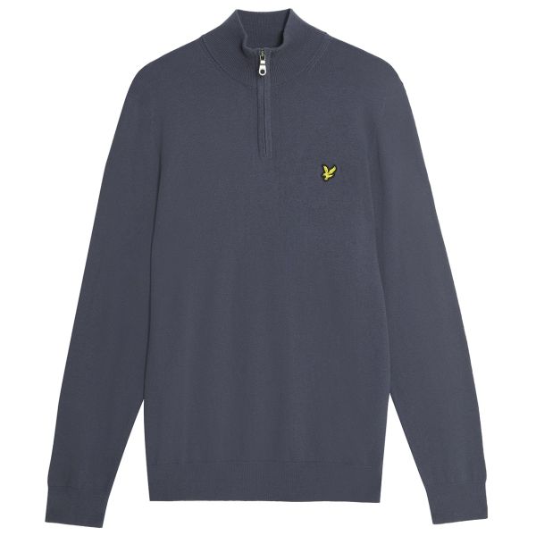 Lyle & Scott Cotton Merino Quarter Zip Sweater Donker Blauw