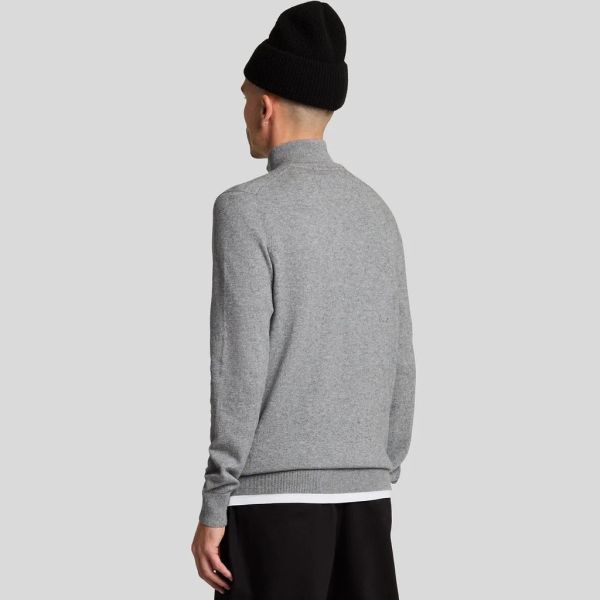 Lyle & Scott Cotton Merino Quarter Zip Sweater Grijs