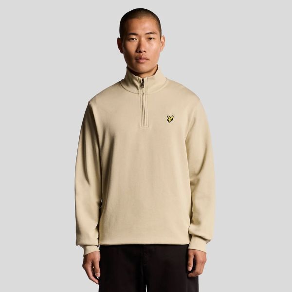 Lyle & Scott Loopback Quarter Zip Sweater Beige