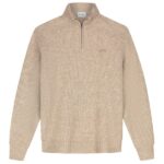 Olaf Signature Knitted Zip Mock Sweater Beige