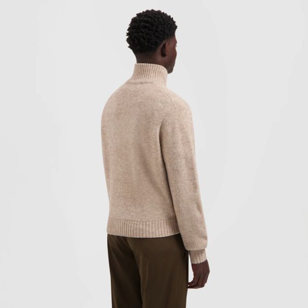 Olaf Signature Knitted Zip Mock Sweater Beige