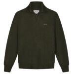 Olaf Signature Knitted Zip Mock Sweater Donker Groen
