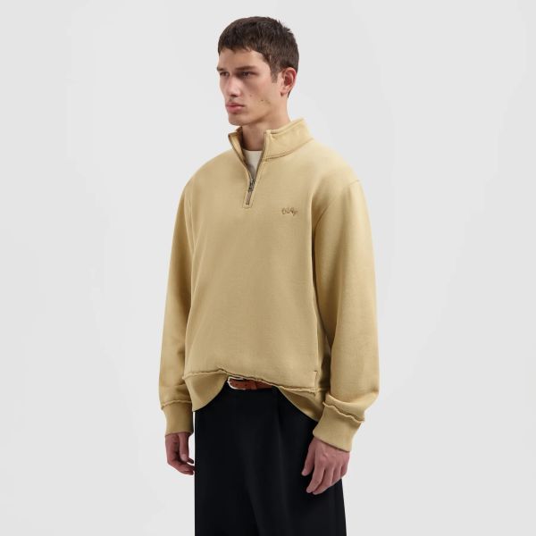 Olaf Signature Zip Mock Sweater Beige