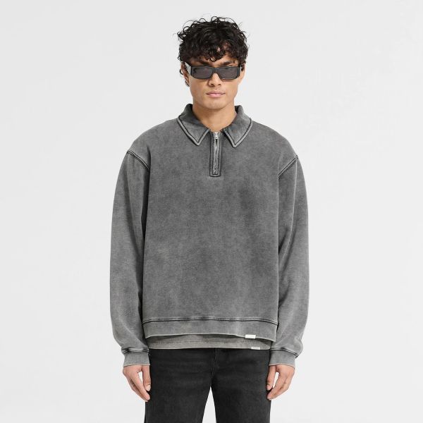 Represent Initial Boxy Quarter Zip Sweater Antraciet