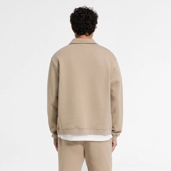 Represent Initial Boxy Quarter Zip Sweater Beige