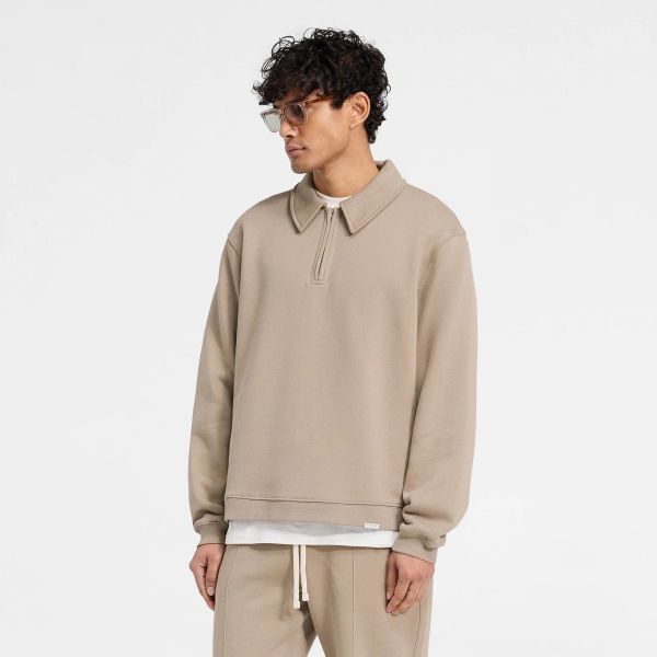 Represent Initial Boxy Quarter Zip Sweater Beige