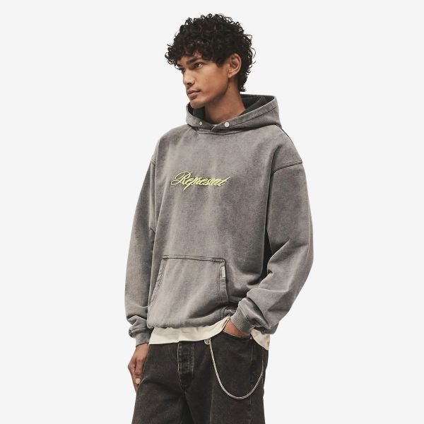Represent Script Logo Hoodie Antraciet
