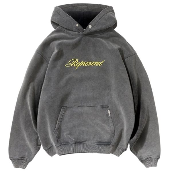 Represent Script Logo Hoodie Antraciet