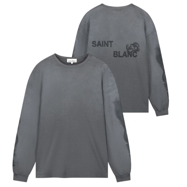 Saint Blanc Blur Waffle Knit Longsleeve T-shirt Grijs